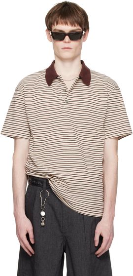 COOR COOR Beige Multi-Pin Stripe Polo