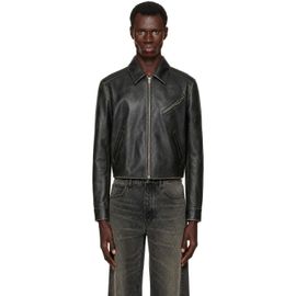 COOR COOR Black Cow Washed Leather Biker Jacket