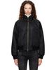 COOR COOR Black Highneck Shearling Mixed MA-1 Bomber Jacket - 1