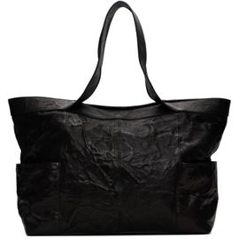 COOR COOR Black Multi Pocket Crinkled Lambskin Tote
