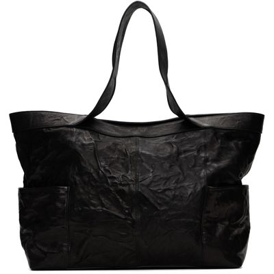 COOR COOR Black Multi Pocket Crinkled Lambskin Tote