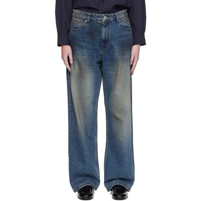 COOR COOR Blue Straight Cut Dirty Wash Jeans