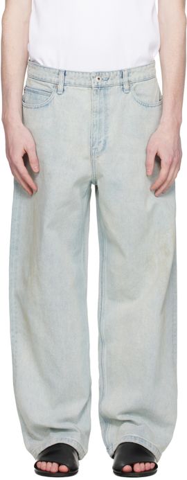COOR COOR Blue Straight Cut Sand Washed Jeans