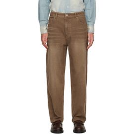COOR COOR Brown Brushed Rib Texture Jeans