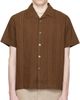 COOR COOR Brown Guayabera Tape Half Shirt - 1