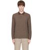 COOR COOR Brown Multi Pin Pique Long Sleeve Polo - 1