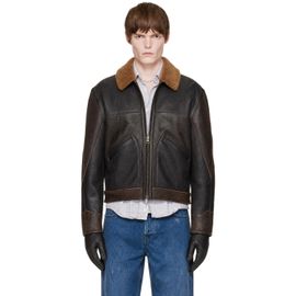 COOR COOR Brown Patchwork Shearling Jacket