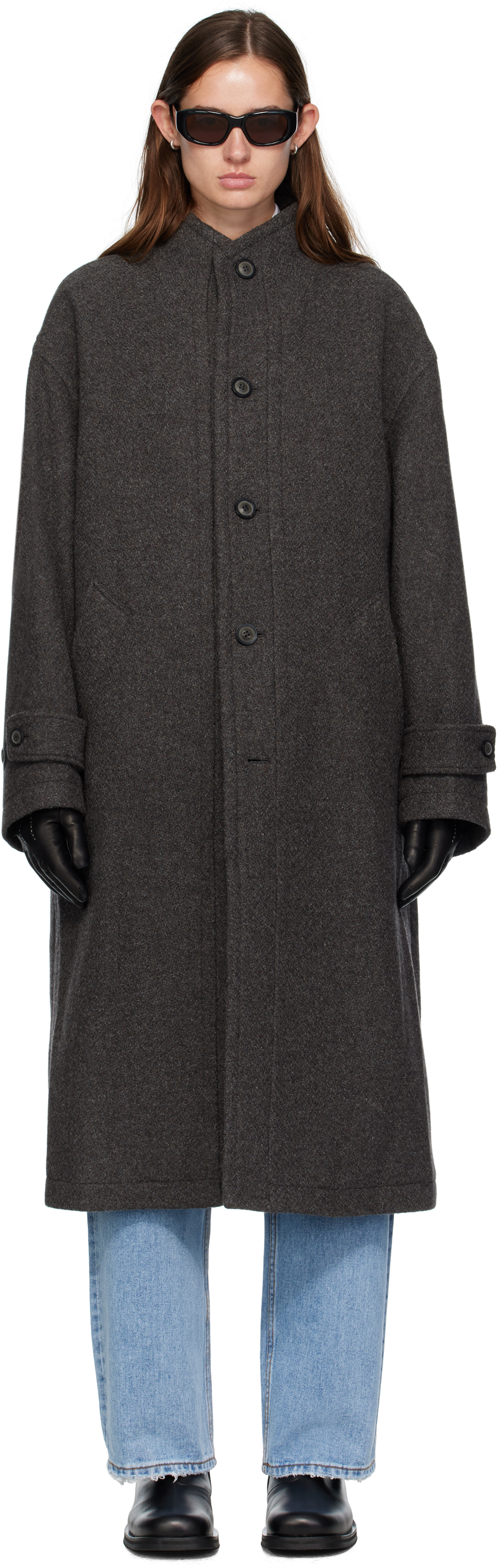 COOR Cashmere Blend High Neck Coat グレー L COOR - Gray Cashmere High-Neck Coat