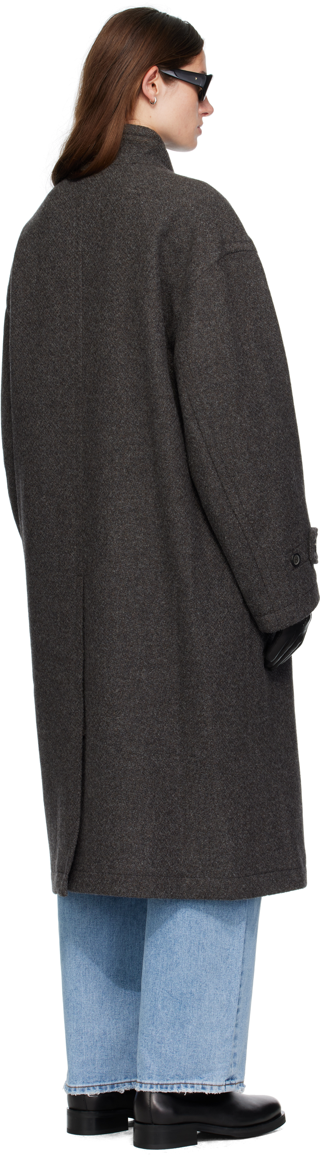 COOR - Gray Cashmere High-Neck Coat