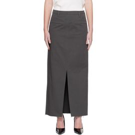 COOR COOR Gray Cotton Relaxed Midi Skirt