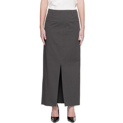 COOR COOR Gray Cotton Relaxed Midi Skirt