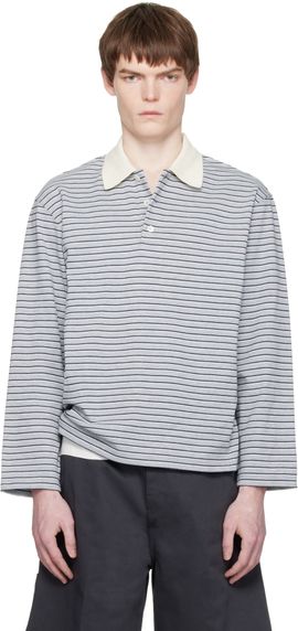COOR COOR Gray Multi-Stripe Pique Polo