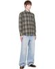 COOR COOR Gray Ombre Flannel One Pocket Checkered V.2 Shirt - 4