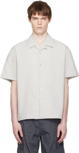 COOR COOR Gray Panel Line Camp Collar Half Shirt.