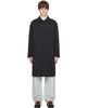 COOR COOR Gray Round Shoulder Leather Trim Balmaacan Coat - 1