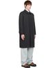 COOR COOR Gray Round Shoulder Leather Trim Balmaacan Coat - 2