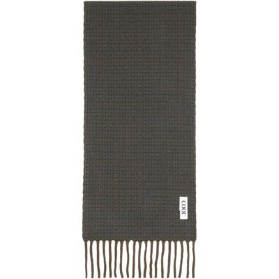 COOR COOR Khaki & Brown Merino Wool Gunclub Check Muffler Scarf