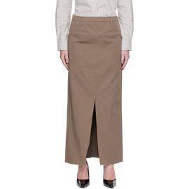 COOR COOR Khaki Cotton Relaxed Midi Skirt