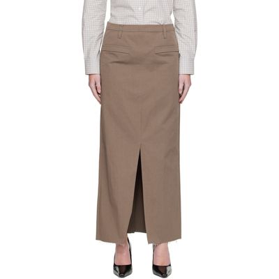COOR COOR Khaki Cotton Relaxed Midi Skirt