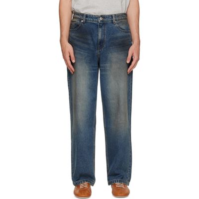 COOR COOR Navy Straight Cut Dirty Wash Jeans