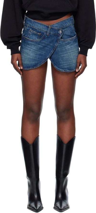 Coperni Coperni Blue Wrap Denim Miniskirt