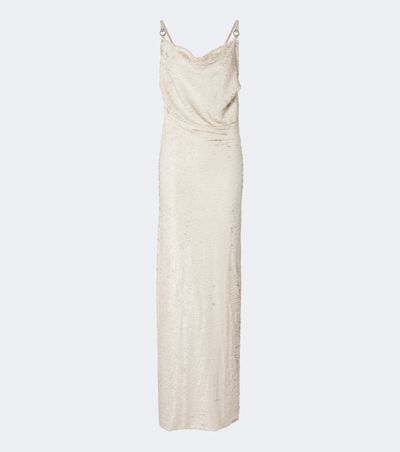 Coperni Coperni Draped open-back sequined maxi dress