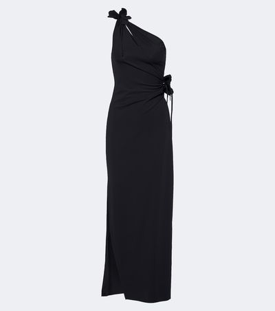 Coperni Coperni Floral-appliqué asymmetric cocktail dress