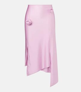Coperni Coperni Floral-appliquÃ© satin midi skirt