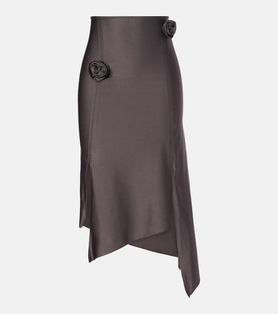 Coperni Coperni Floral-appliqué satin midi skirt