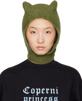 Coperni Coperni Green Knitted Horn Beanie