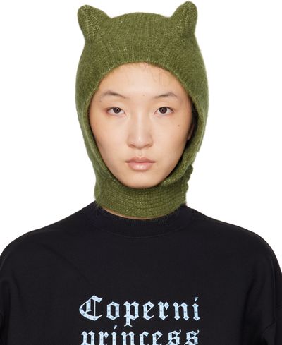Coperni Coperni Green Knitted Horn Beanie