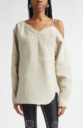 Coperni Coperni Heart Asymmetric Linen Shirt