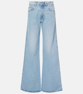 Coperni Coperni Leather-trimmed wide-leg jeans