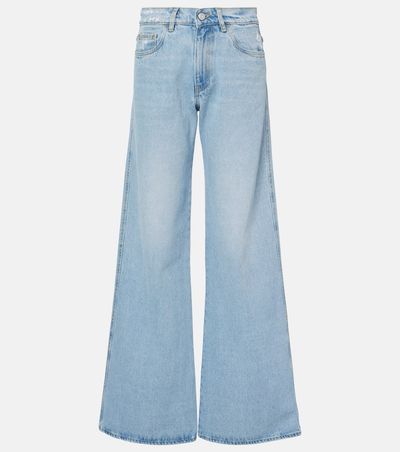 Coperni Coperni Leather-trimmed wide-leg jeans