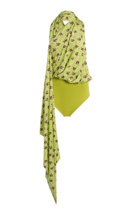 Coperni Coperni Printed Draped Halterneck Bodysuit