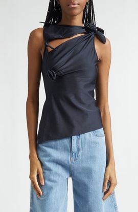 Coperni Coperni Rosette Cutout Asymmetric Jersey Top