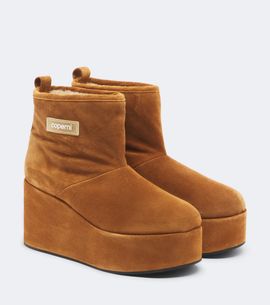 Coperni Coperni Shearling-lined suede wedge boots