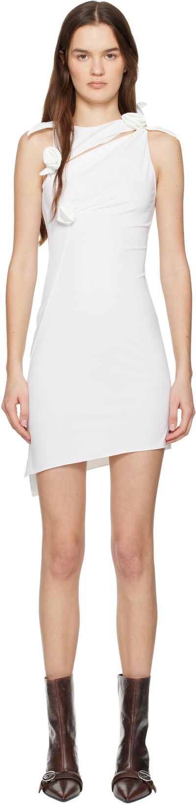 Coperni Coperni White Asymmetric Flower Minidress