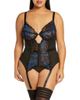 Coquette Coquette Floral Mesh Underwire Bustier with Garter Straps - 1