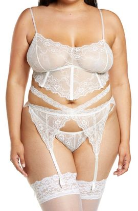 Coquette Coquette Lace Bra, Garter Belt & G-String Thong Set