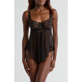 Coquette Coquette Lace Underwire Babydoll Chemise & G-String Set