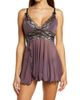 Coquette Coquette Metallic Lace Trim Babydoll Chemise & Thong - 1