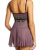 Coquette Coquette Metallic Lace Trim Babydoll Chemise & Thong - 2