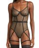 Coquette Coquette Shimmery Underwire Fishnet Teddy with Garter Straps - 1