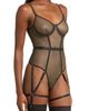 Coquette Coquette Shimmery Underwire Fishnet Teddy with Garter Straps - 3