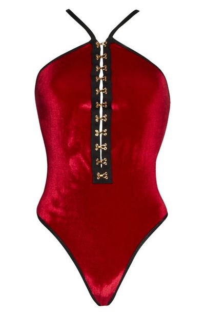 Coquette Coquette Strappy Back Velvet Teddy