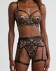 Coquette Coquette Strappy Underwire Bra, Thong & Garter Belt Set - 1
