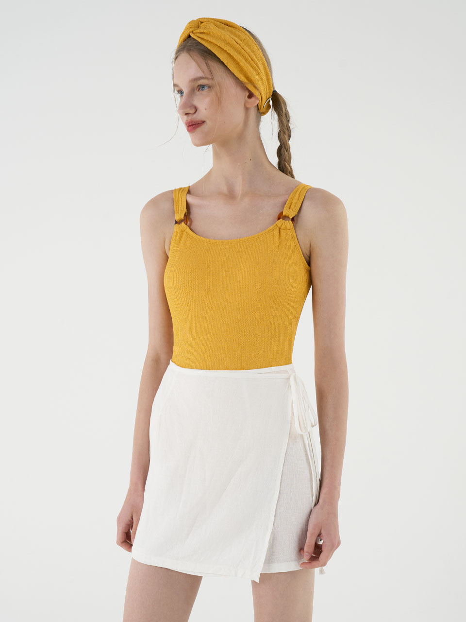 CORALIQUE Linen Wrap Skirt - White
