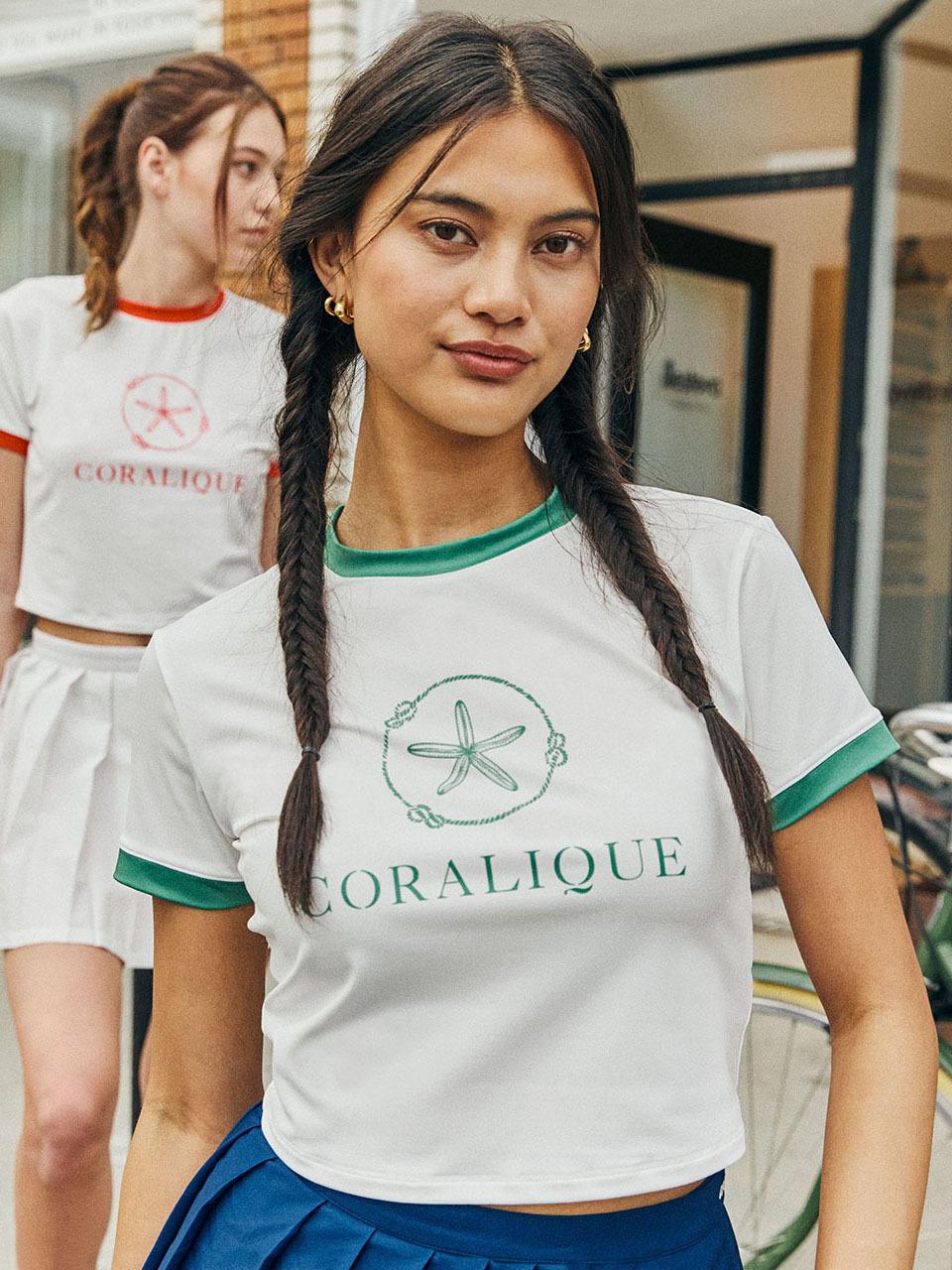 CORALIQUE Tennis Big Logo Crop T-shirt - Green