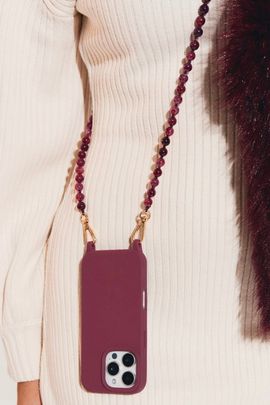 Cordée Cases Cordée Cases Scarlett iPhone Case + Beaded Crossbody Chain Set in Burgundy at Urban Outfitters